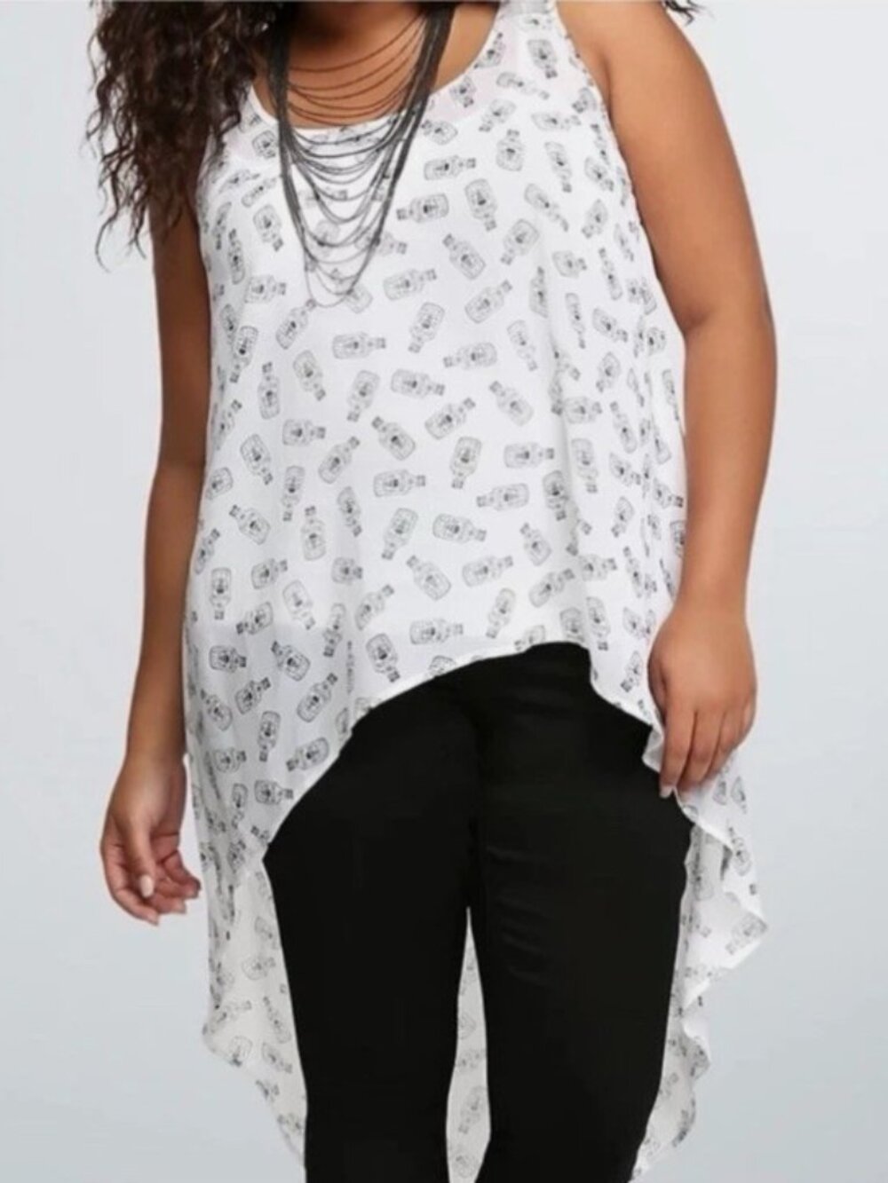 Torrid Chiffon Hi-Lo Poison Bottle Goth Punk Tank Sheer Size 3X